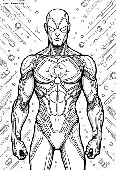 Futuristic Hero Coloring Page