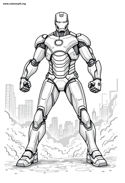 Iron Man in Action &#8211; Dynamic Coloring Page