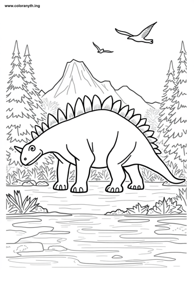 Majestic Stegosaurus in Prehistoric Paradise