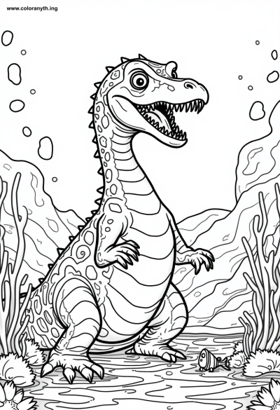 Playful Plesiosaurus Coloring Page