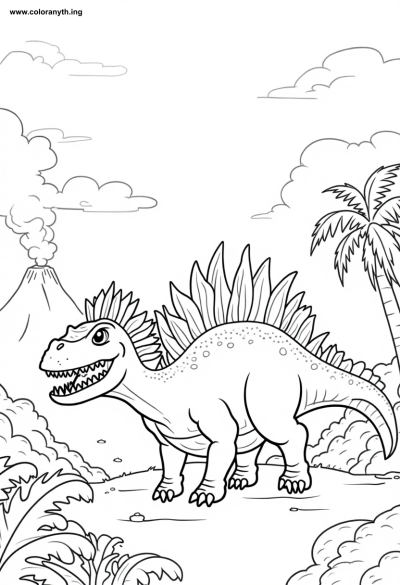 Stegosaurus in the Prehistoric Jungle