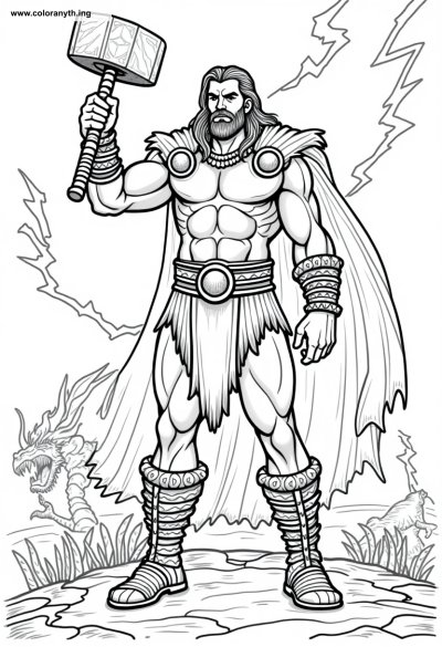 Thor: The God of Thunder Coloring Page