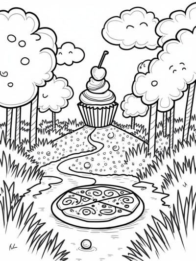 Giant Fruits and Cupcake Mountain in a Food Forest