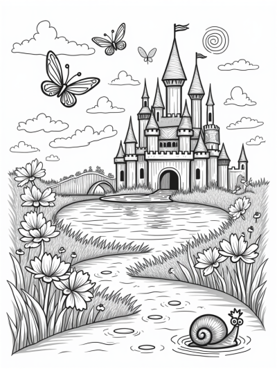 Candy Castle with Gumdrop Turrets and Lollipop Sun