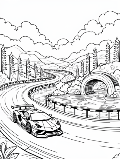 Racing Lamborghini on a Colorful Track
