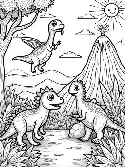 Dinosaur Playground Fun with Triceratops and Friends