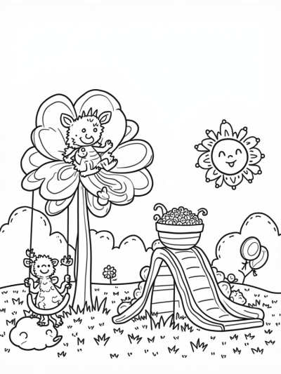 Chubby Dragons Playing in a Colorful Meadow