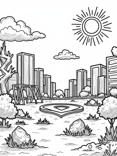 Superhero Playground with Comic Book Clouds