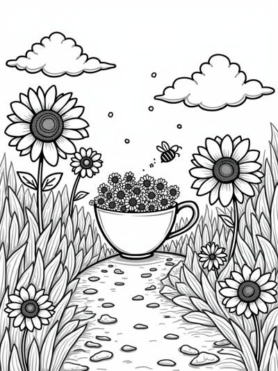 Oversized Flower Wonderland with a Teacup