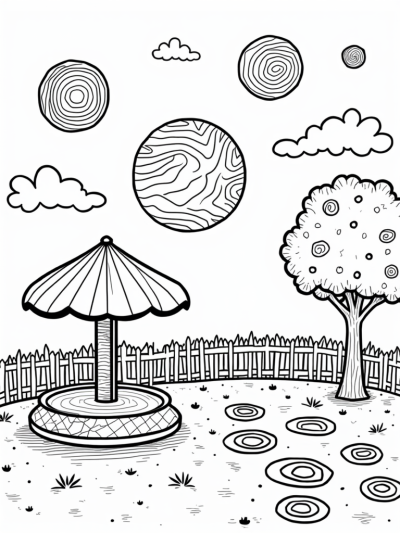 Colorful Playground with Floating Circles