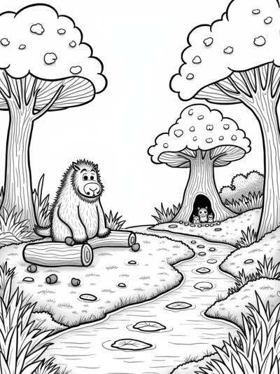 Friendly Gruffalo in a Colorful Forest Clearing