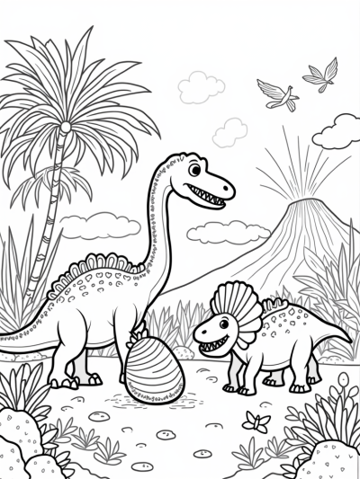 Prehistoric Jungle with Friendly Dinosaurs