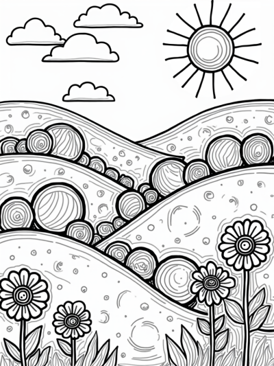 Giant Colorful Circles on a Gentle Hill