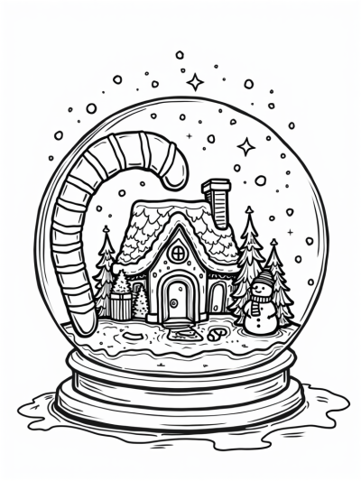 Cozy Winter Village in a Snow Globe