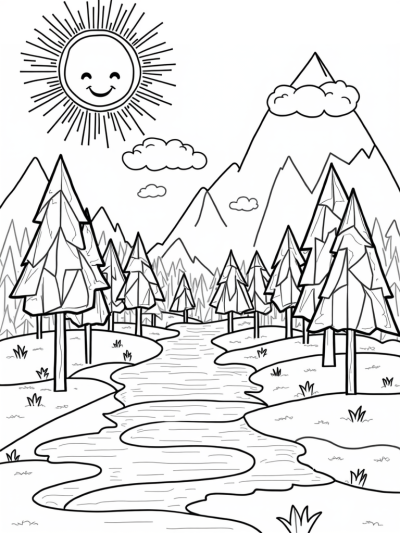 Triangle Forest with Geometric Trees and a Smiling Sun