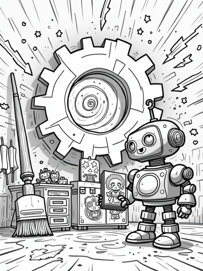 Superhero Workshop with Giant Tools and Friendly Robot