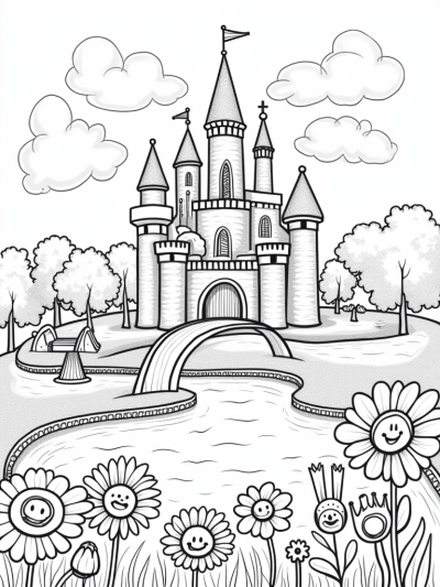 Candy Castle with Chocolate Moat and Lollipop Carousel