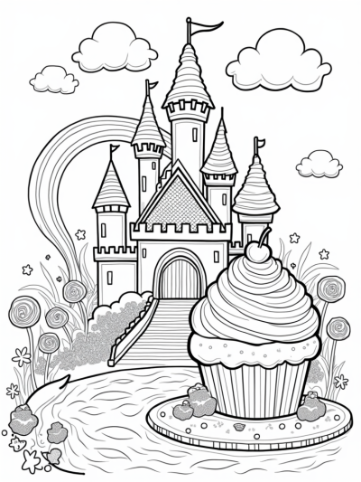 Candy Castle with Cupcake Throne and Gumdrop Garden