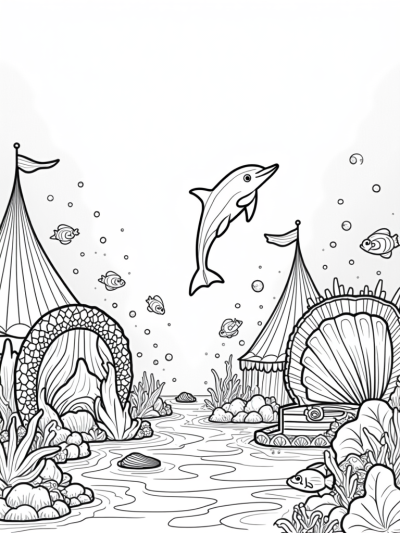 Underwater Carnival with Dolphins and a Giant Clam