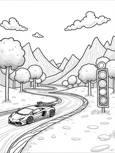 Candyland Race Track with a Lamborghini