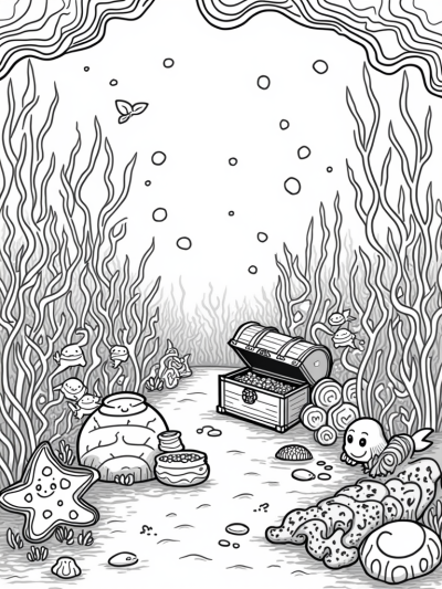 Underwater Garden with Playful Fish and Juggling Octopus