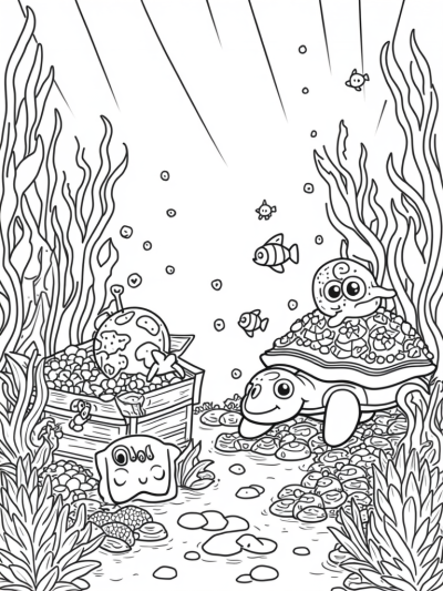 Underwater Garden with Starfish and Octopus