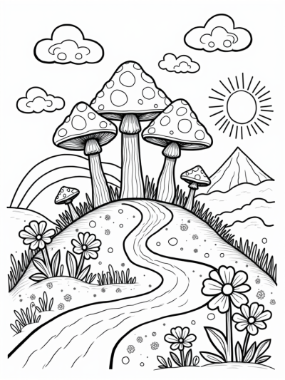 Giant Mushrooms and a Sparkling River