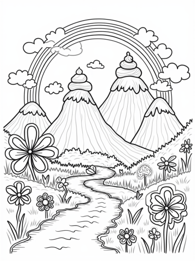 Ice Cream Cone Mountain Range with Gummy Bear River