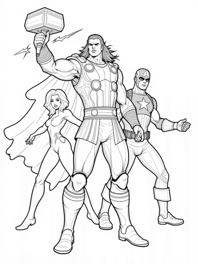 Thor, Captain America, and Black Widow Unite in Battle