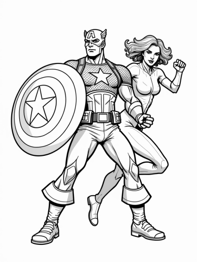 Captain America and Black Widow Team Up