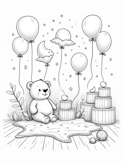 Floating Animal Balloons in a Cozy Nursery