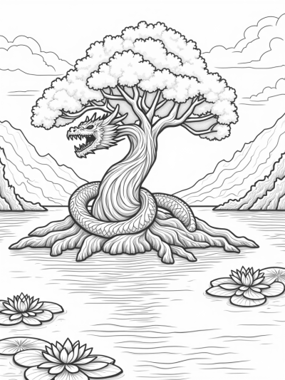 Majestic Dragon by the Serene Mountain Lake