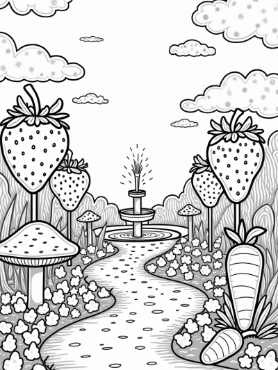 Giant Strawberry Garden with Chocolate Fountain