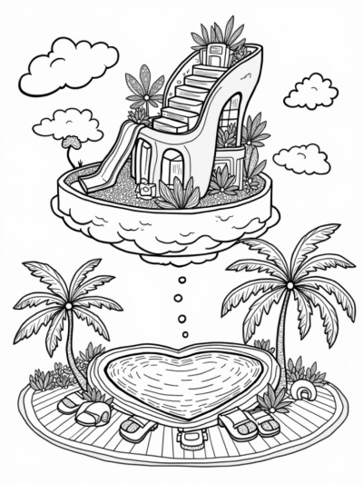 Dreamhouse on Clouds with a Pink High Heel Slide