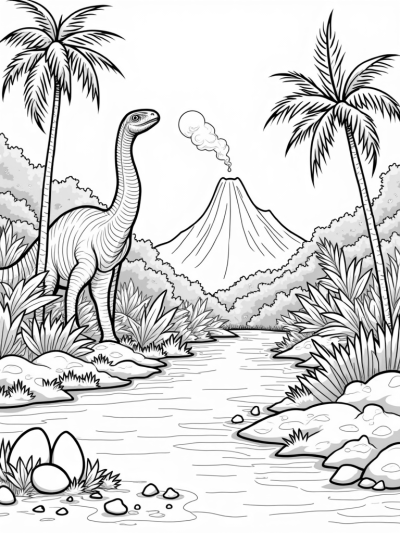 Brachiosaurus in a Prehistoric Jungle