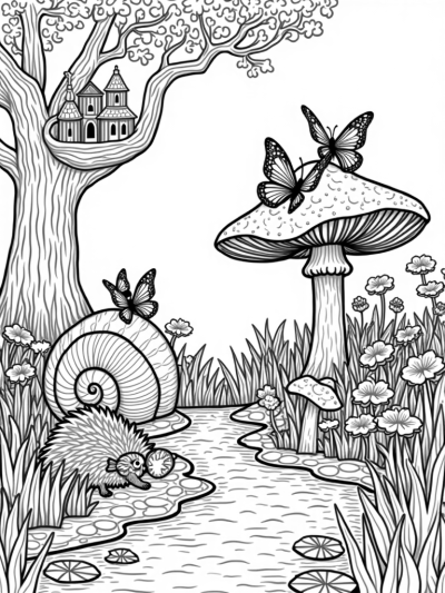 Majestic Butterflies and a Curious Hedgehog in a Garden