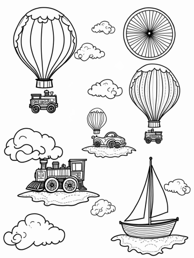Hot Air Balloons and Vehicles in the Sky