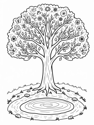 The Four Seasons Tree with Seasonal Symbols
