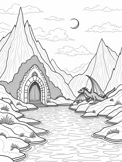 Mystical Dragon Lair with Majestic Guardian