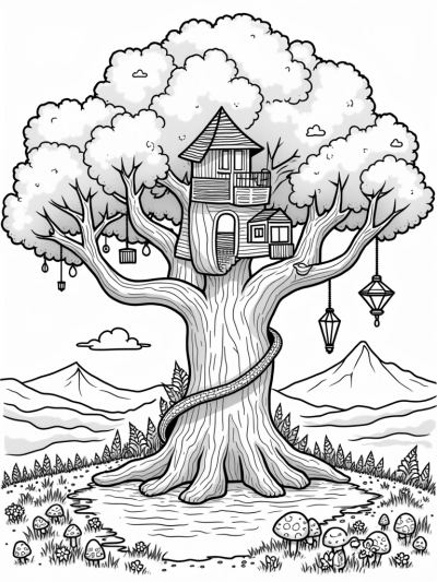 Treehouse Village in an Ancient Tree