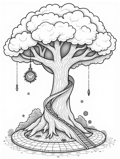 Colossal Tree with Titan Leaves and Floating Platforms