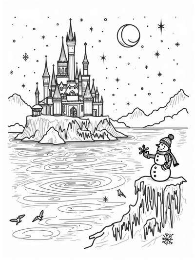 Majestic Ice Palace on a Frozen Lake