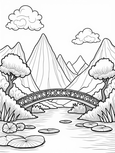 Twisted Mountains and Dreamy Lake Landscape