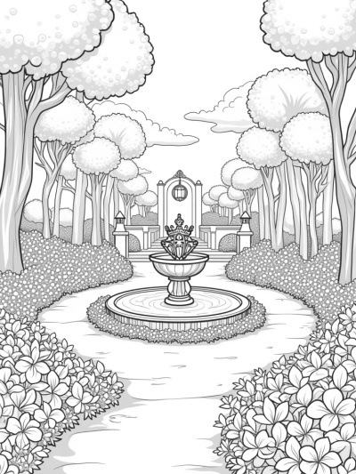Enchanted Garden with Crown Flowers and a Tiara Fountain