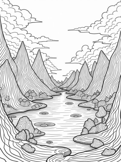 Swirling Hills and Tranquil Lake