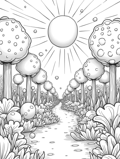 Colorful Circle Garden with Playful Bubbles