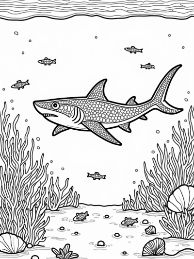 Giant Shark in a Musical Coral Reef