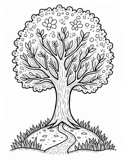 Seasonal Tree with Four Branches