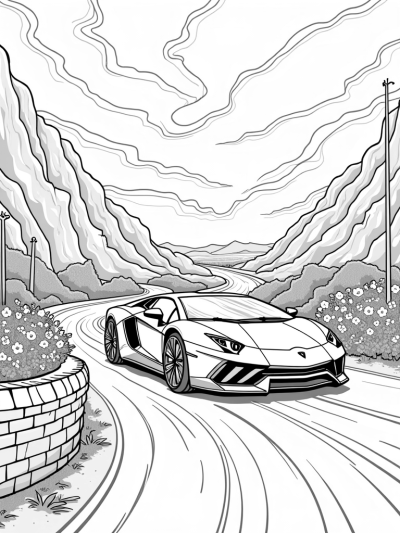 Futuristic Lamborghini on a Gear Track