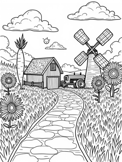 Oversized Vegetables and a Whimsical Barn